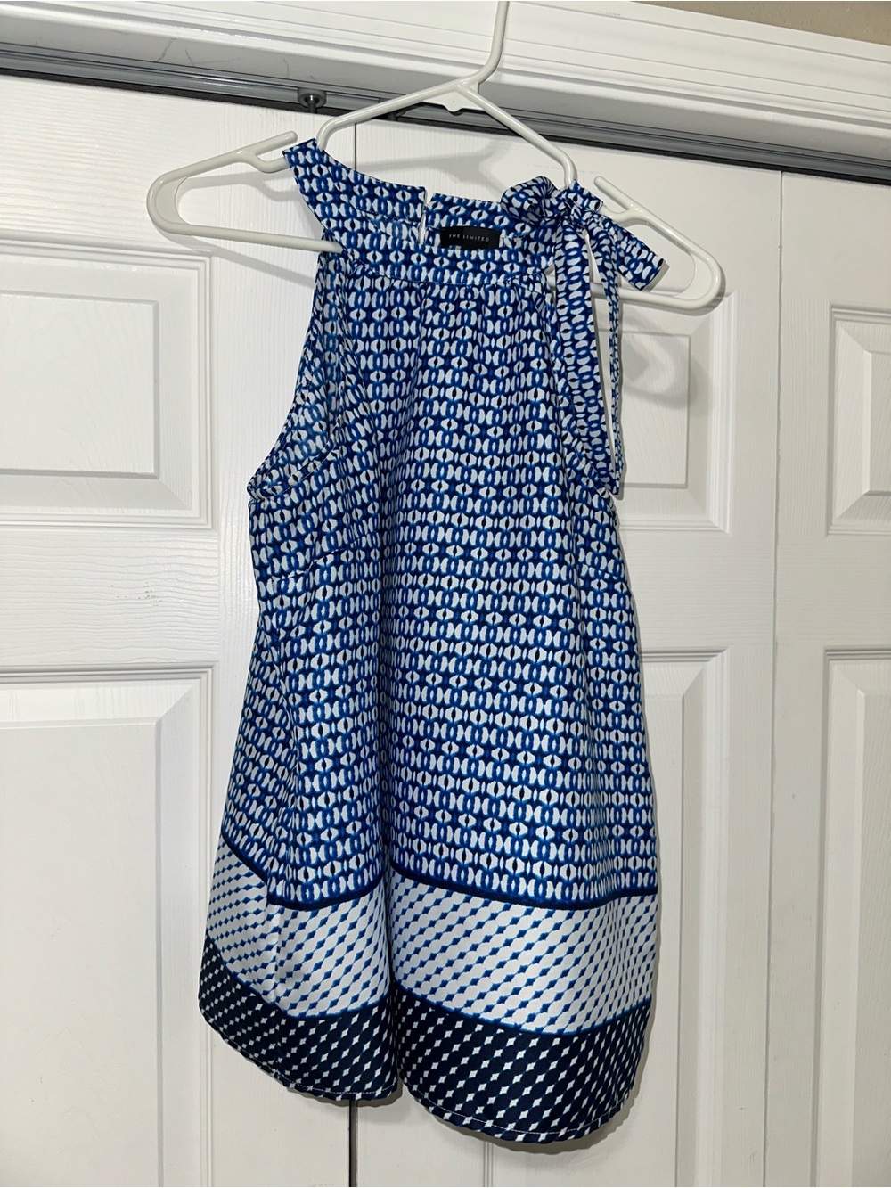 The Limited Blue & White Printed Halter Tank